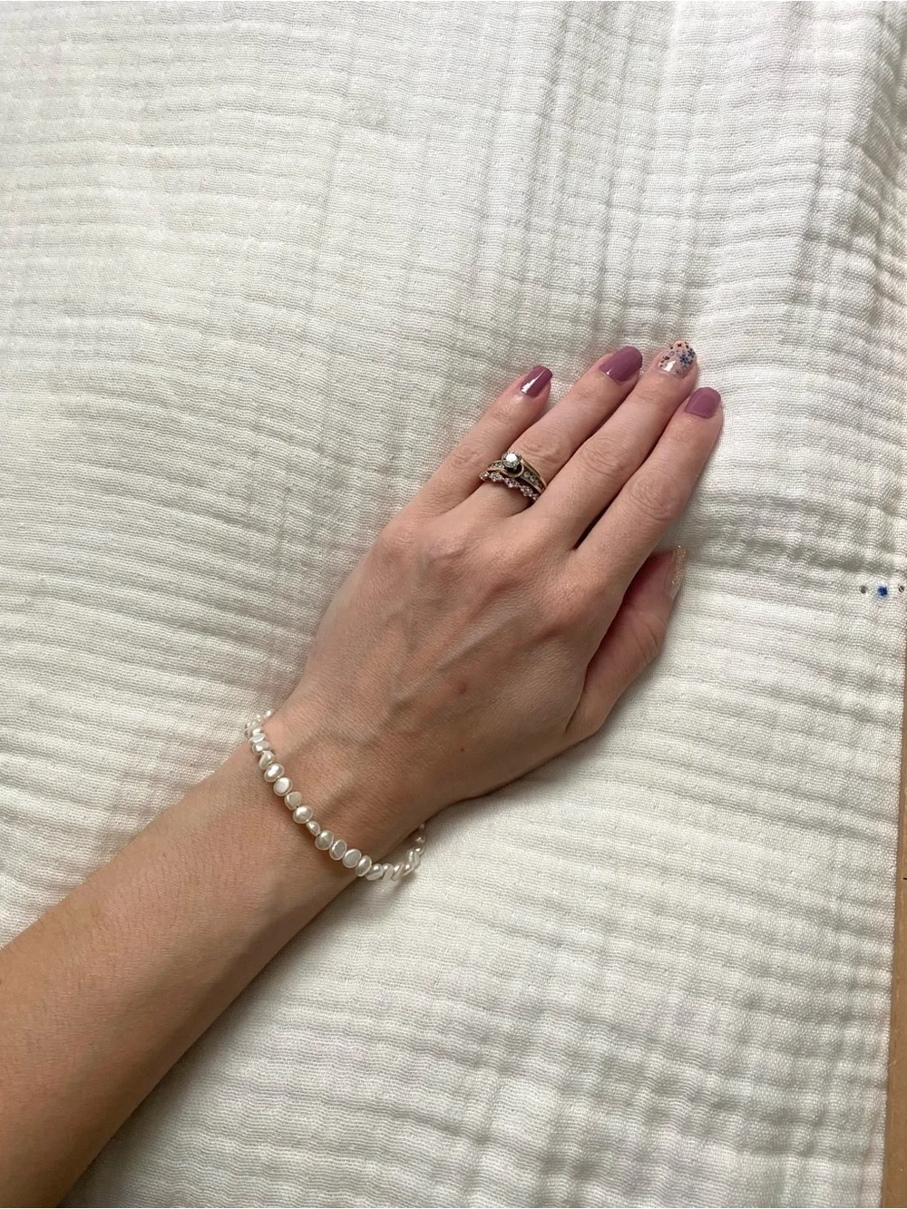 Freshwater Pearl Chain Bracelet with Gold Clasp